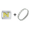  Gold  Plated Letter N Italian  Charm   Bracelet 