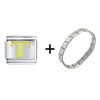  Gold  Plated Letter T Italian  Charm   Bracelet 