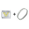 Gold  Plated Letter V Italian  Charm   Bracelet 