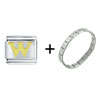  Gold  Plated Letter W Italian  Charm   Bracelet 
