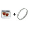Two  Hearts  Red And Golden Combination Italian Charm Bracelet