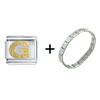 Gold Plated Textured  Letter  G Italian Charm Bracelet