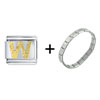 Gold Plated Textured  Letter   W  Italian Charm Bracelet