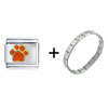  Paw  Orange Combination Italian Charm Bracelet