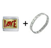 Red  Love   Italian   Charm  Bracelet