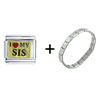 I  Heart   My  Sis Combination Italian Charm Bracelet