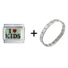 I Heart Kids  Silver   Italian  Charm Bracelet