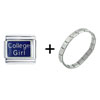  Silver  Tone College Girl  Italian  Charm Bracelet