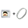 Smiling Happy Girl Italian  Charm   Bracelet 