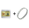 Usa  Gold   Italian   Charm  Bracelet