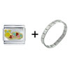  Rainbow  Worm Aqua Italian Charm Bracelet