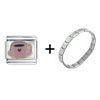 Pink Heart Coffee Cup Combination Italian Charm  Bracelet 