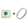 Bright Green Clover Italian  Charm   Bracelet 