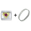 July  Ruby  Color Birthstone Heart Italian Charm Bracelet  ... 