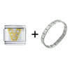  Letter  V Studded Italian Charm Bracelet