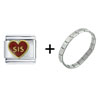  Sis  Heart Red Italian Charm Bracelet