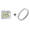 Chubby White Cat Italian Charm Bracelet