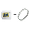 Blue Car Combination Italian  Charm  Bracelet