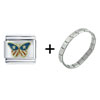 Usa  Butterfly  Italian  Charm  Bracelet