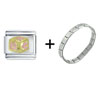 Pink  Alphabet  Block Italian Charm Bracelet