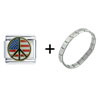 Usa Flag  Peace  Italian Charm Bracelet