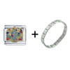 Stained Glass Window  Cross  Italian Charm Bracelet