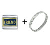 Navy Blue  Friend  Italian Charm Bracelet
