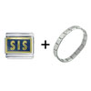  Sis  Blue Italian Charm Bracelet
