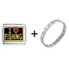 Black I Heart Fishing  Italian  Charm  Bracelet 
