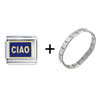  Gold  Tone Blue Ciao Italian  Charm   Bracelet 