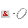 Red Ampersand And  Symbol  Italian Charm Bracelet