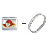  Rhinestone  Hat Red Combination Italian Charm Bracelet