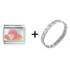  Rhinestone  Hat Pink Combination Italian Charm Bracelet