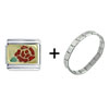  Rose   Red  Combination Italian Charm Bracelet