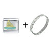 Sailboat White Combination Italian  Charm  Bracelet