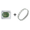 Dollar Sign Green Combination Italian Charm  Bracelet 
