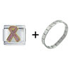 Breast  Cancer  Ribbon Sparkle Italian Charm  Bracelet 