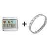  Heart  My  Sister  Italian Charm Bracelet