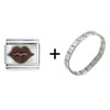 Sparkling Red  Lips  Italian Charm Bracelet