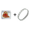 Orange Handbag And Gloves Combination Italian Charm Bracelet