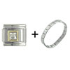 April Diamond Color  Birthstone  Square Italian Charm  Bracelet 