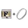 Letter F Golden Italian Charm Bracelets Combination