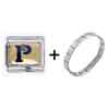 Letter P Golden  Italian   Charm   Bracelets 