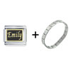 Gold Tone  Name  Emily Italian Charm  Bracelet 