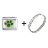  Paw   Print  Green Italian Charm Bracelet