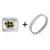  Paw   Print  Black Combination Italian Charm Bracelet