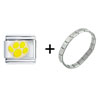 Yellow Dog  Paw   Print  Combination Italian Charm Bracelet
