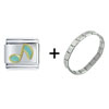Music  Note  Aqua Italian Charm Bracelet
