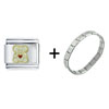 Heart  Bear  White Italian Charm Bracelet