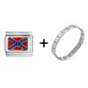 Confederate Flag Combination Italian Charm  Bracelet 